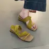 Sandalias de cuña estilo francés con punta cuadrada para mujer, chanclas de una tira destapadas para combinar con faldas, sandalias de tacón alto