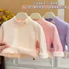 Nueva sudadera de forro polar estilo coreano con bordado de conejito para otoño e invierno para niñas, ropa infantil linda y a la moda