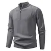 Suéter Masculino de Gola Alta com Meio Zíper, Moda Tendência Outono 2026, Tamanho Plus Size, Malha Casual para Homens