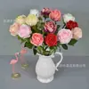 Rosas artificiais para decoração de casa, arranjos de casamento, arranjos florais, arte em tecido, flores artificiais, arte floral de mesa, ramos de rosas com borda queimada