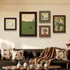 Sofá Retrô Francês Parede de Fundo Pintura Decorativa Girassol Estilo Vintage Sala de Estar Nova Pintura de Pendurar Combinação de Flores Mural