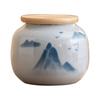Latas de té antiguas de cerámica pintadas a mano con paisaje azul, tamaño pequeño, portátiles, selladas, para el hogar, para almacenar té, latas vacías, pequeñas tiendas de té.