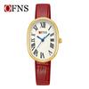 Reloj de Cuarzo O'Fanni Venta Caliente Esfera Ovalada Graduada Romana Reloj de Pulsera para Mujer Reloj de Cuarzo de Moda Vintage