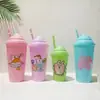 Copo de Palha Infantil, Copo de Água de Plástico Cartoon Portátil de Alta Qualidade, Atacado para Exportação, Personalizável com Logo
