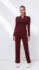 Conjunto de Duas Peças de Jaqueta Longa com Zíper Colorida Contrastante Preto e Branco Elástica Slim Fit Roupa Esportiva ao Ar Livre para Yoga Conjunto de Yoga Feminino
