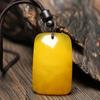 Pingente de Cera de Abelha Âmbar Vivo Marca Wushi Corrente de Suéter Colar Feminino Amarelo Gordura de Frango Pingente de Pedra Bruta Gota d'Água Cera de Abelha Antiga