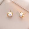 Pendientes para Mujer Celebridad de Internet Estilo Japonés y Coreano Mismo Estilo Transmisión en Vivo Pendientes de Plata con Aguja de Perla Moda Francesa Pendientes Simples Elegantes