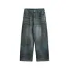 Yidao Vintage 2026 Otoño Nuevo Retro Americano Desgastado Sueltos Pierna Ancha Costura Doble Lateral Jeans para Hombre