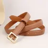Cinturón Estilo Minimalista Retro Versátil para Todas las Estaciones Cinturón de Cuero Genuino de Moda para Jeans para Vestidos Cinturón Delgado para la Cintura