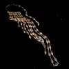 Brincos de Argola Europeus e Americanos com Franjas de Zircônia Transfronteiriços, Brincos Personalizados Simples e da Moda, Brincos de Luxo Leve de Alta Qualidade com um Design Único