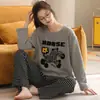Novos Pijamas de Flanela Térmica para Mulheres, Outono/Inverno Quente Casual Doce Fofo Desenho Animado Menina Estudante Conjunto de Roupa para Casa