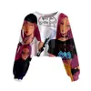 Huntrx Patrón Impreso en 3D Nuevo Estilo Transfronterizo Niñas Sudadera Corta Casual de Cuello Redondo