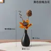 Vaso Preto Pequeno Zen Retrô Ornamentos Sala de Estar Chinesa Desktop Cerâmica Hidropônico Arranjo de Flores Buquê de Flores Secas Decoração