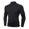 Roupas de Fitness para Esportes ao Ar Livre Masculino Corrida Gola Alta Manga Longa Absorção de Umidade Secagem Rápida Roupas Treinamento Justas Masculino