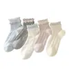 Calcetines de Fibra de Bambú para Mujer, Estilo Delgado de Primavera y Verano, Calcetines Cortos con Volantes, Calcetines Versátiles al por Mayor para Niñas Lolita Lindas