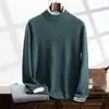 Suéter masculino de cashmere com gola semimédia, blusa de malha manga longa business casual, adequada para usar em camadas, nova peça de outono e inverno