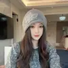 Gorro Slouchy Versátil Solto com Cordão e Barra Enrolada para Mulheres, Simples de Lã para Outono e Inverno, Tendência para Cabeça Grande, Chapéu Quente, Faz o Rosto Parecer Menor