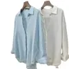 Camisa de Lino Picado Hielo para Mujer 2026 Primavera Verano Otoño Estilo Clásico Color Sólido Casual Perezoso Relajado Camisa de Manga Larga para el Trabajo