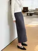 5% seda de morera, 5% cachemira, 90% lana de oveja, Fábrica de Tejidos Puyuan, falda larga de punto versátil estilo coreano con diseño cepillado de lana