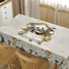 Nuevo Mantel Decorativo Navideño Transfronterizo de Amazon con Muñeco de Nieve y Reno para Mesa de Comedor en Casa, a Prueba de Polvo, Festivo