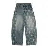 Comércio Exterior Verão 2025 Moda Feminina Original Tendência Estilo Coreano Largo Reto Personalizado Bordado Jeans Masculino