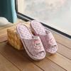 Zapatillas de pareja de tela para el hogar de algodón puro transfronterizas para mujer, primavera y otoño, para interior, suela gruesa de tres capas, lindo oso, silenciosas para el piso