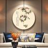 Pintura decorativa moderna de estilo nuevo chino para sala de estar, ciruelo, orquídea, bambú, crisantemo, marco redondo, pintura colgante, restaurante, madera maciza, pintura redonda china, mural para pasillo