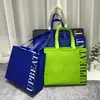 Bolsa Tote de Tela No Tejida con Estampado de Letras de Colores, Bolsa de Compras Laminada Simple en Inglés, Regalo Promocional para Tiendas de Ropa y Belleza