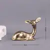Alce de Latão Criativo Deitado, Erguendo-se Completamente, Mesa de Chá Artesanal, Mesa de Escritório, Mesa de Trabalho, Peça de Alça de Animal Pequeno, Ornamento de Cobre