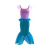 Vestido de Sereia para Meninas com Manga Voadora Pequena e Lantejoulas Vestido de Princesa Sem Mangas Estilo Ocidental para Crianças Bebê Vestido Longo de Cauda de Peixe para Bebê