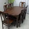 2026 Novo Conjunto de Mesa e Cadeiras de Jantar de Madeira Maciça Dourado Escuro Novo Estilo Chinês Mesa de Jantar Residencial Mesa Quadrada e Redonda Extensível Dobrável de Uso Duplo