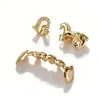 Set de Grillz Estilo Hip-Hop, Grillz Dentales Huecos Chapados en Oro, Moda Urbana Transfronteriza Tendencia Accesorios de Rapper para Escenario Venta al por Mayor
