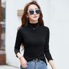 Nuevo de Terciopelo cuello alto medio camisa base para mujer manga larga otoño e invierno estilo coreano adelgazante color sólido oreja de madera camiseta entrega de una pieza
