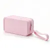 Bolsa de maquillaje portátil de silicona, impermeable, apta para viajar, duradera, fácil de limpiar, color sólido, bolsa cuadrada para guardar labiales, monedero