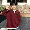 Camiseta de Manga Larga Falsa de Dos Piezas para Niños 2026 Nuevo Estilo Primavera y Otoño Camiseta Básica Casual para Niños Top de Moda Versátil Tendencia