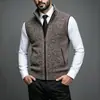 Cárdigan de Punto para Hombre Otoño Invierno Chaleco de Punto Engrosado Más Terciopelo Cuello Alto Chaleco sin Mangas Chaleco Suéter Chaqueta