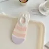 Meias Listradas para Mulheres Ins Tendência Verão Finas Seda de Vidro Meias Cano Baixo Invisíveis Menina Doce Japonesa