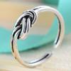 Anillo Abierto de Plata Tailandesa Retro Desgastado Transfronterizo Estrella Pluma Flor Tejido de Alta Gama Versátil Personalizado Moderno Joyería de Moda
