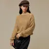Suéter de Lana Cepillada Cachemir Estilo Suave para Mujer, Delgado Holgado de un Hombro Capa Base de Lana, Suéter de Punto Hueco, Principios de Otoño
