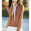 Cárdigan de punto fino para mujer con cuello redondo, estilo dos piezas falsas, adelgazante y versátil, prenda exterior de punto elegante para primavera y otoño, moda femenina de tendencia