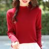 Llegada Nueva Primavera y Otoño 2024 Suéter de Lana Peinada Cuello Alto Falso para Mujer Camiseta Base con Incrustaciones de Diamantes Color Sólido Ajuste Delgado Top Delgado
