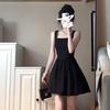 Francês High-end Hepburn Estilo Black Sling vestido Crianças Verão 2024 Novo Estilo Saia Elegante Pequena