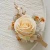 Yi Yago 349 Suprimentos para Casamento Banquete Convidados Flores Artificiais Lapela do Noivo e da Noiva Flores de Mão Série Ouro Champagne