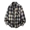 Camisa a Cuadros para Hombre Manga Larga Holgada Casual Cuello Solapa Versátil Camisa Chaqueta Unisex Estilo Academia Primavera/Otoño 2026