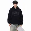 Sudadera con capucha y estampado de letras grandes gris para hombre Marca de moda Otoño Holgada Estilo Preppy Casual Deportiva Sudadera con capucha Chaqueta