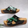 Pantuflas de Hebilla de Fondo Plano Talla Grande Europeas y Americanas Transfronterizas para Mujer 2025 Verano Nuevas Suela Gruesa Tacón de Cuña Puntera Descubierta Mules