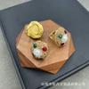 Anillo con incrustaciones de jade y perla barroca natural, personalidad de moda, joyería de diamantes de lujo ligera y europea y americana, anillo de alta gama