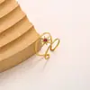 Nuevo anillo geométrico de acero de titanio a la moda, anticaída, para mujer, de nicho, de alta calidad, ligero, de lujo, de acero inoxidable, anillo abierto.