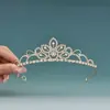 Diadema Corona Cruzada Tiara de Princesa Infantil Diadema de Cristal Accesorios para el Cabello de Cumpleaños Joyería para Niñas Diadema Brillante