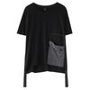 Foto Real do Novo Estilo de Verão Blusa de Tricô de Algodão com Patch Xadrez Tamanho Grande Solta com Parte da Frente Curta e Costas Longas Camiseta para Mulheres